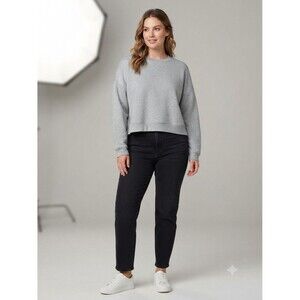 NWOT Scoop Womens Scubaknit Sweatshirt XL Gray Cropped Crewneck Pullover